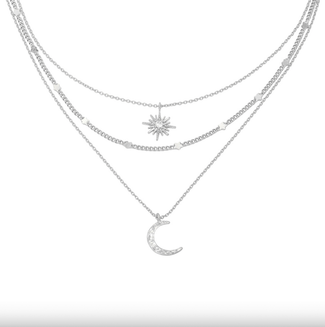 Necklace Chained Star & Moon